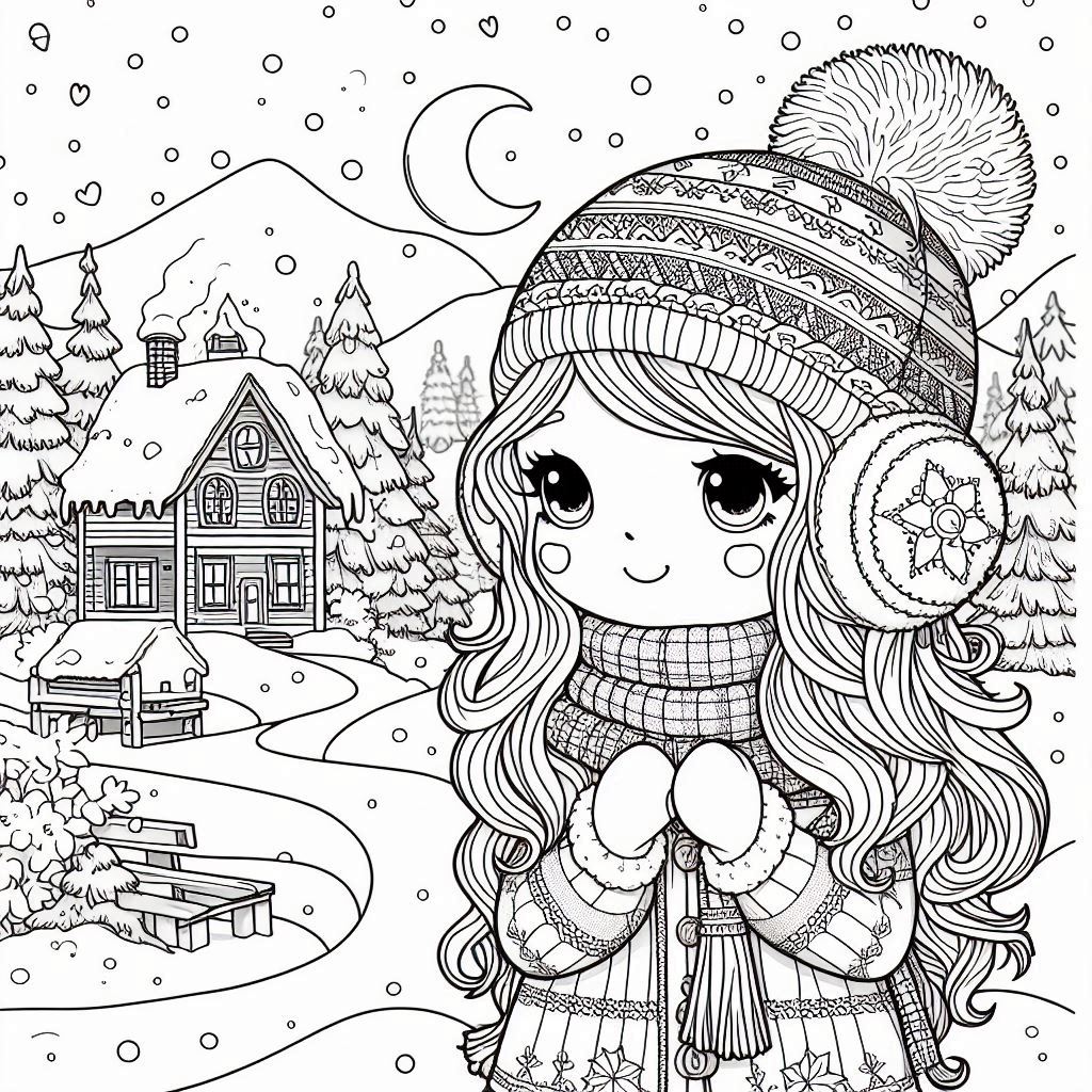 Desenho para colorir e imprimir Inverno 