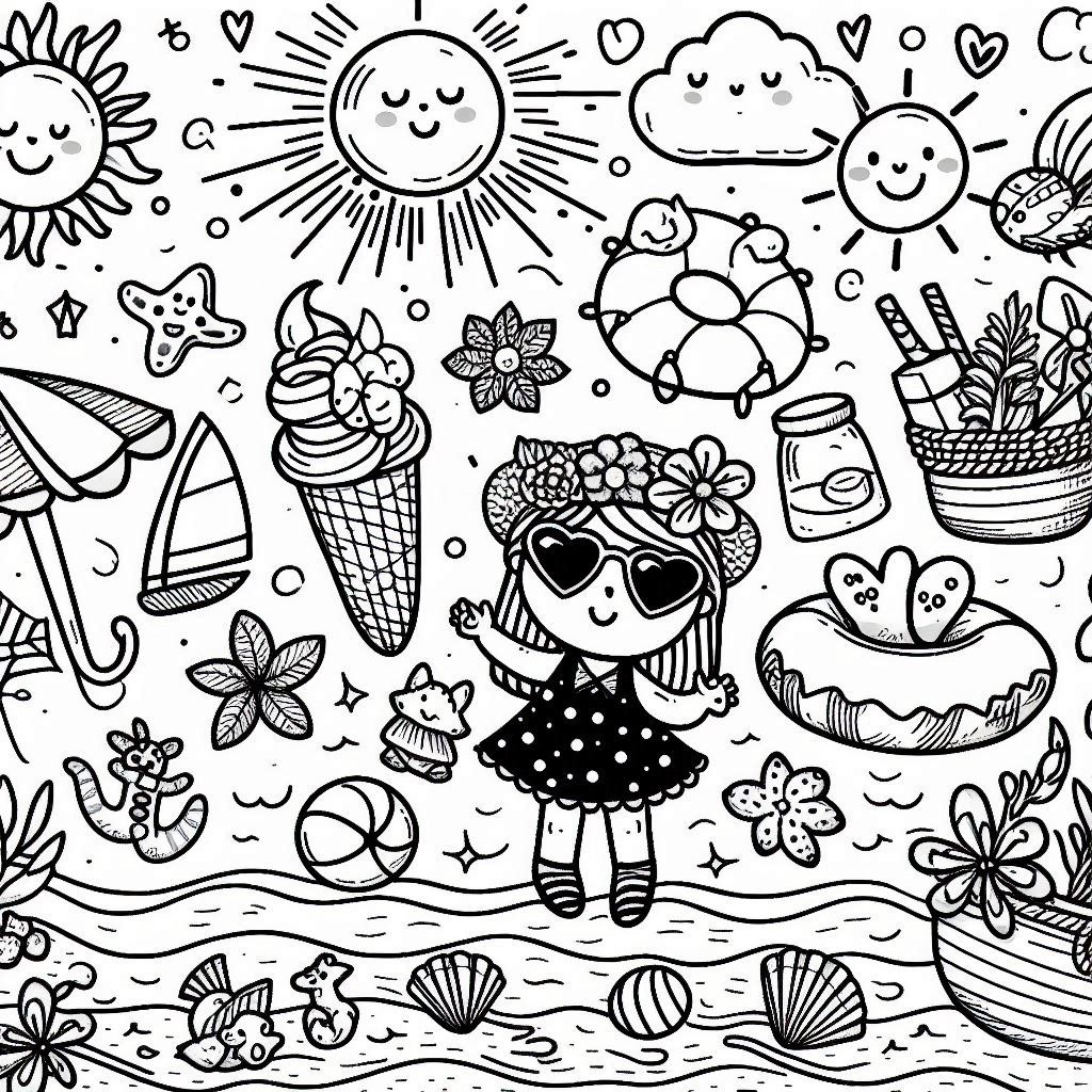 Desenho para colorir e imprimir Verão 