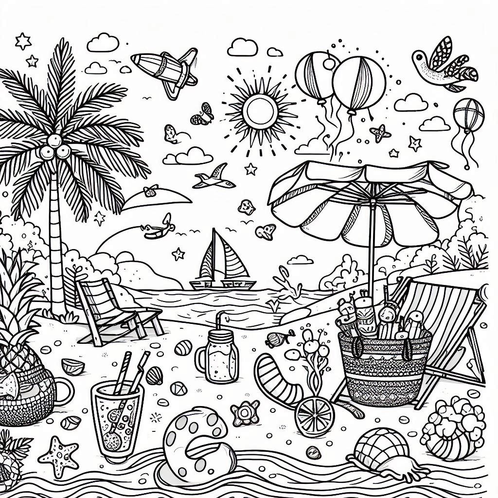 Desenho para colorir e imprimir Verão 