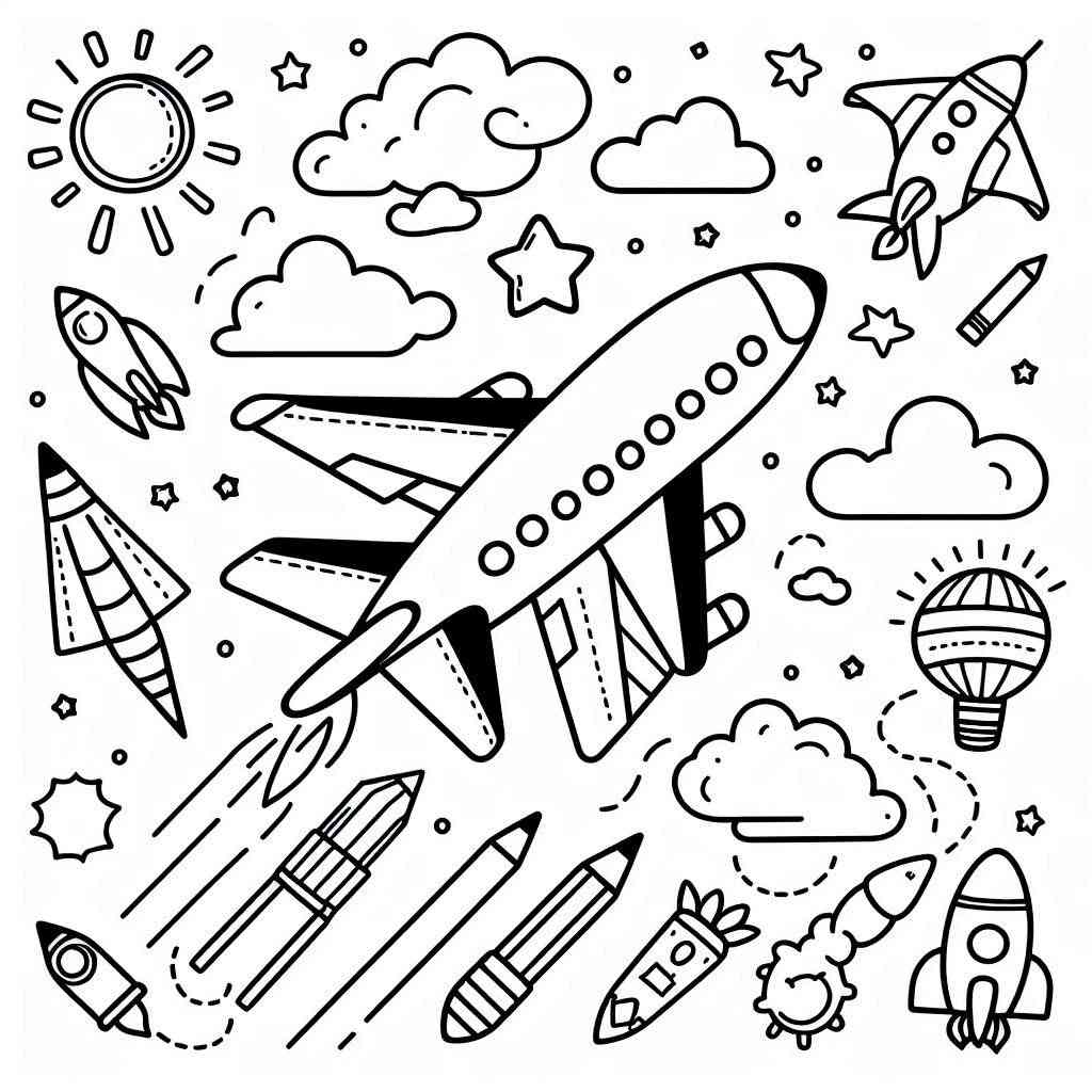 Desenho para colorir e imprimir Avião