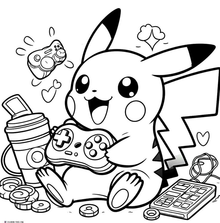 Desenho para colorir e imprimir Pikachu 