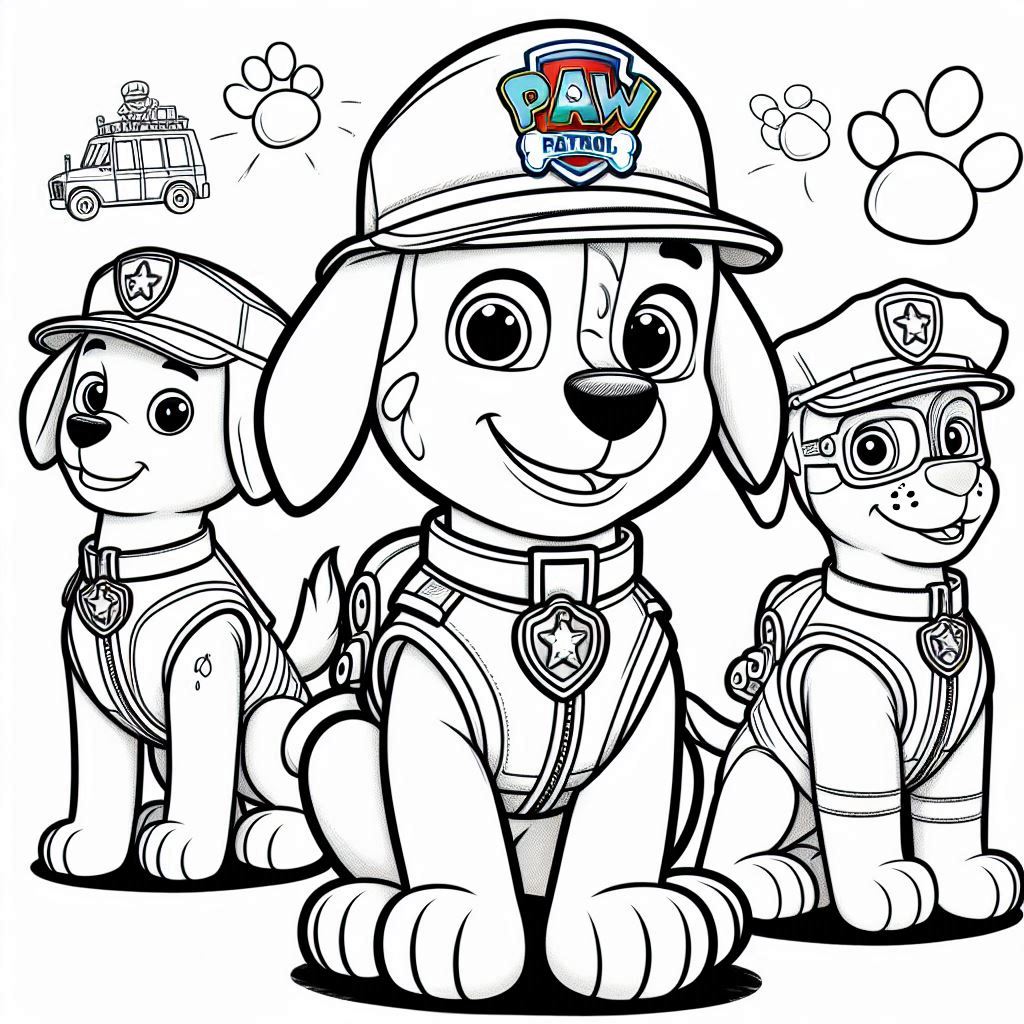 Desenho para colorir e imprimir Patrulha Canina