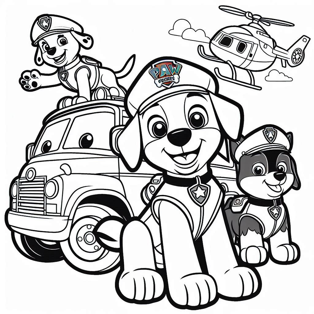 Desenho para colorir e imprimir Patrulha Canina