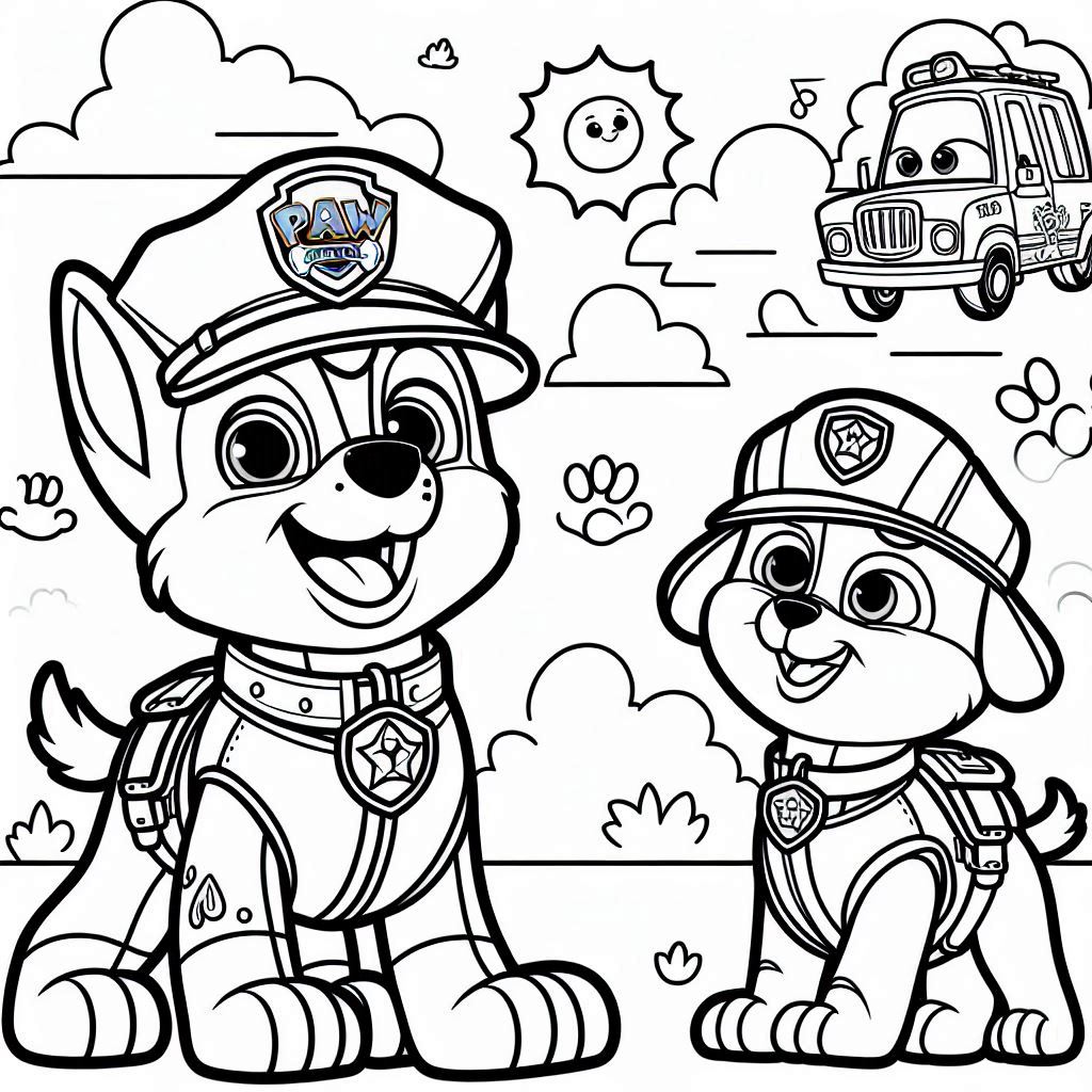 Desenho para colorir e imprimir Patrulha Canina