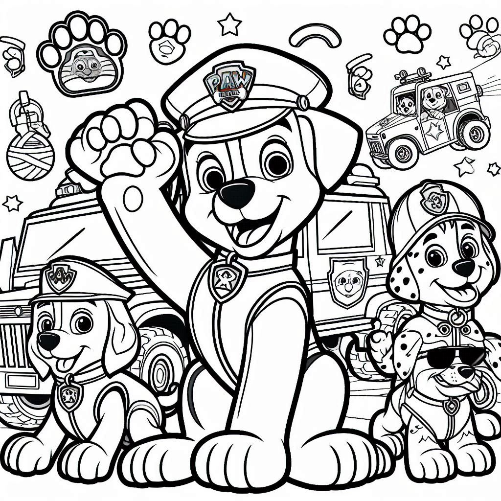 Desenho para colorir e imprimir Patrulha Canina