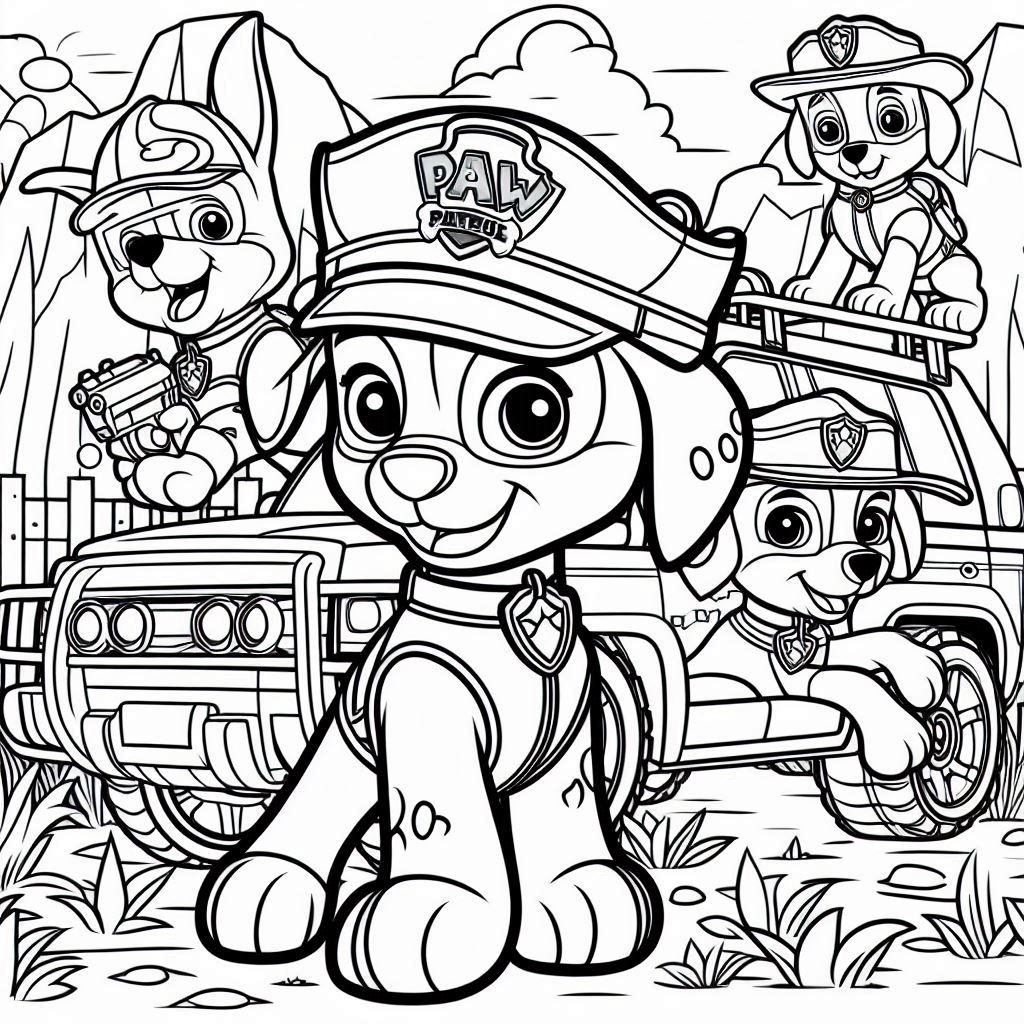 Desenho para colorir e imprimir Patrulha Canina