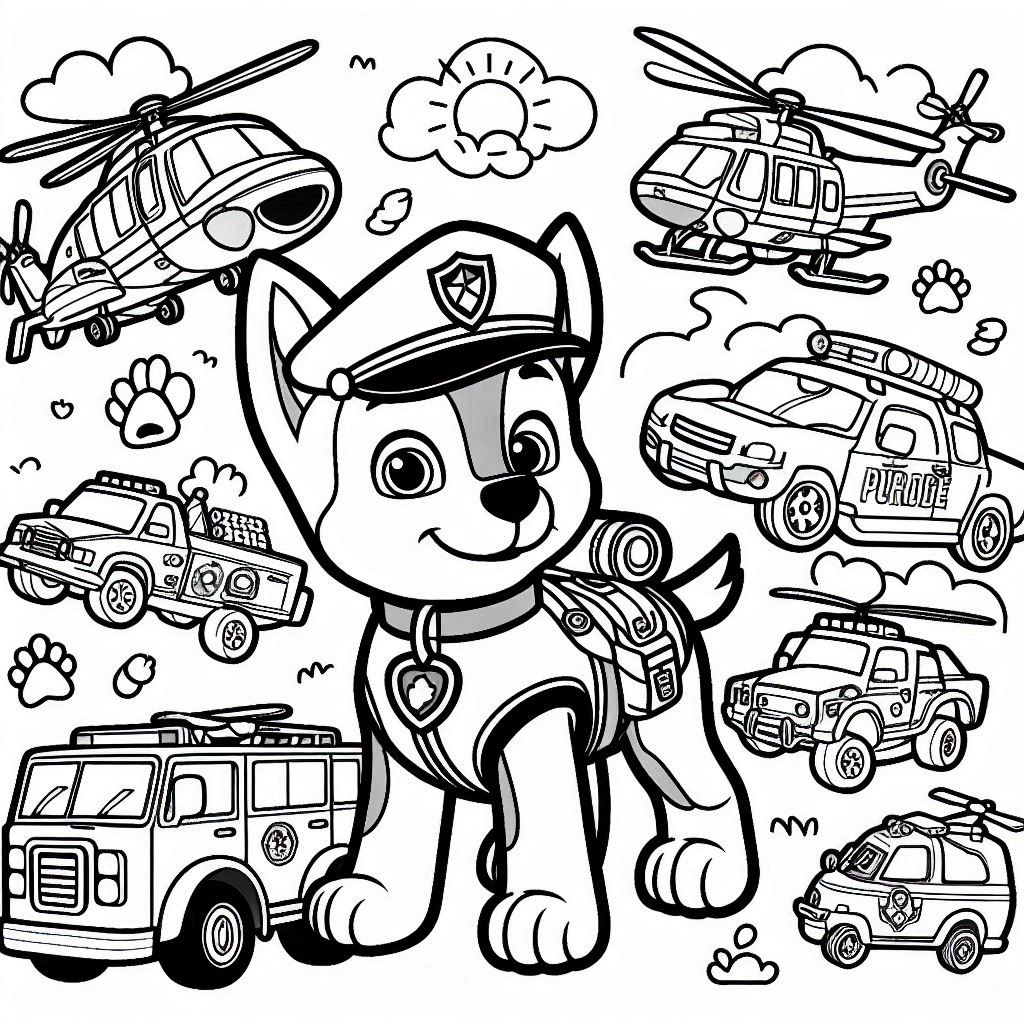 Desenho para colorir e imprimir Patrulha Canina