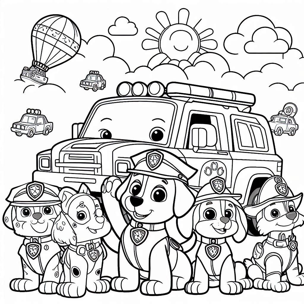 Desenho para colorir e imprimir Patrulha Canina