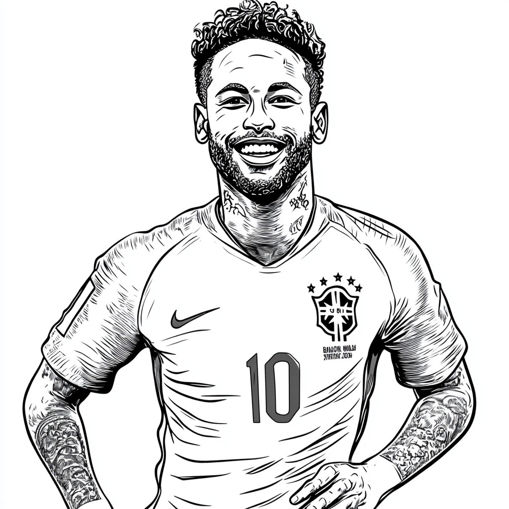 Desenho para colorir e imprimir Neymar Jr