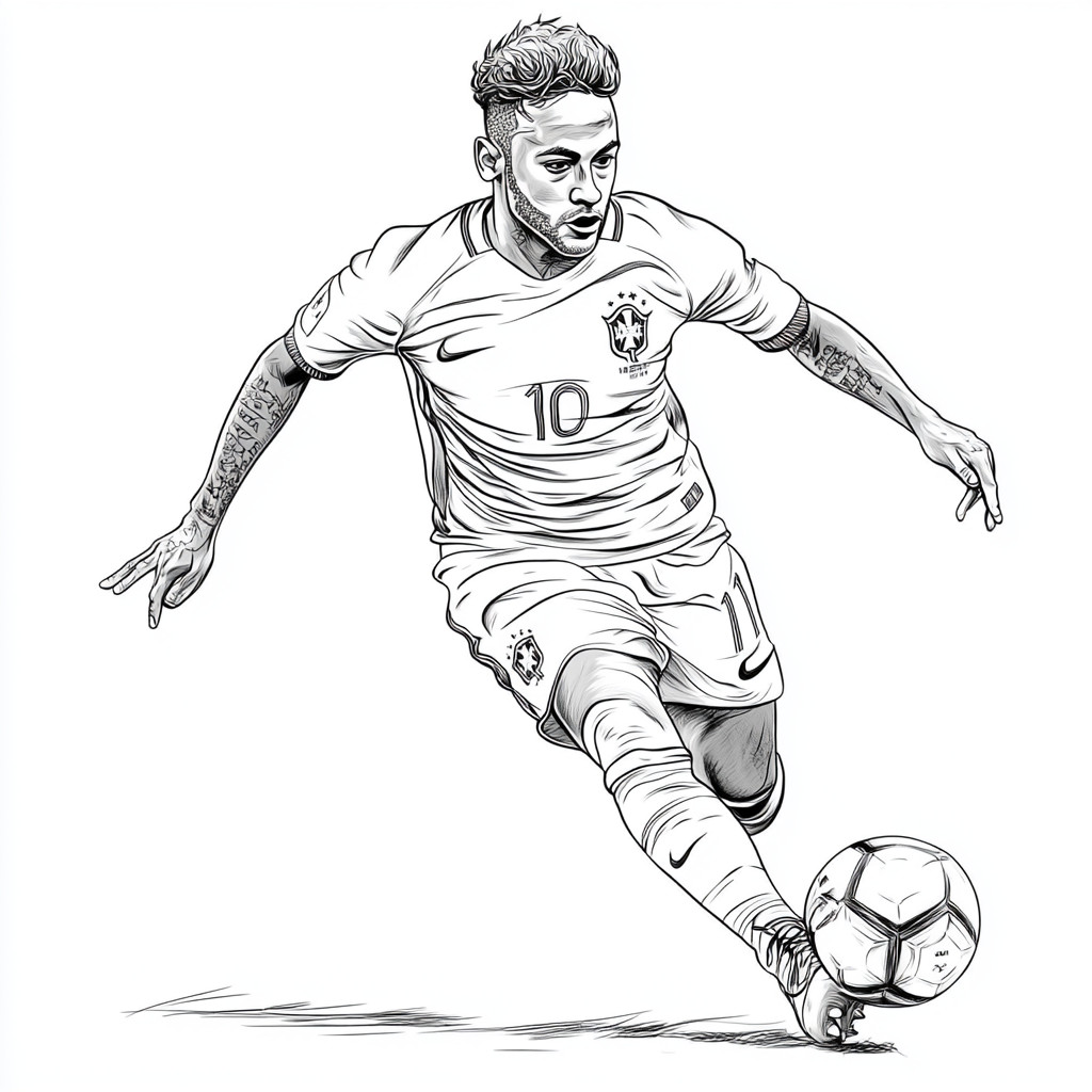 Desenho para colorir e imprimir Neymar Jr