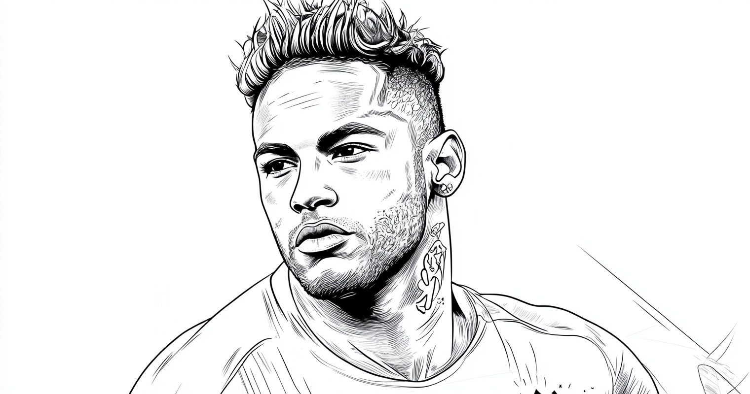 Desenho para colorir e imprimir Neymar Jr