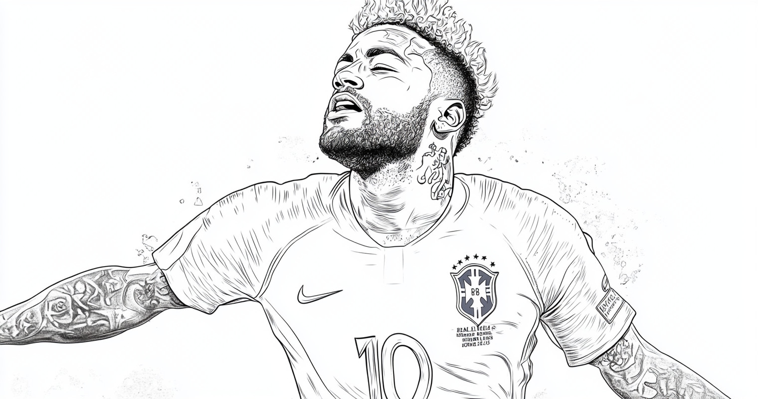 Desenho para colorir e imprimir Neymar Jr