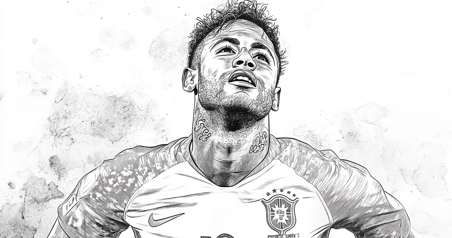 Desenho para colorir e imprimir Neymar Jr