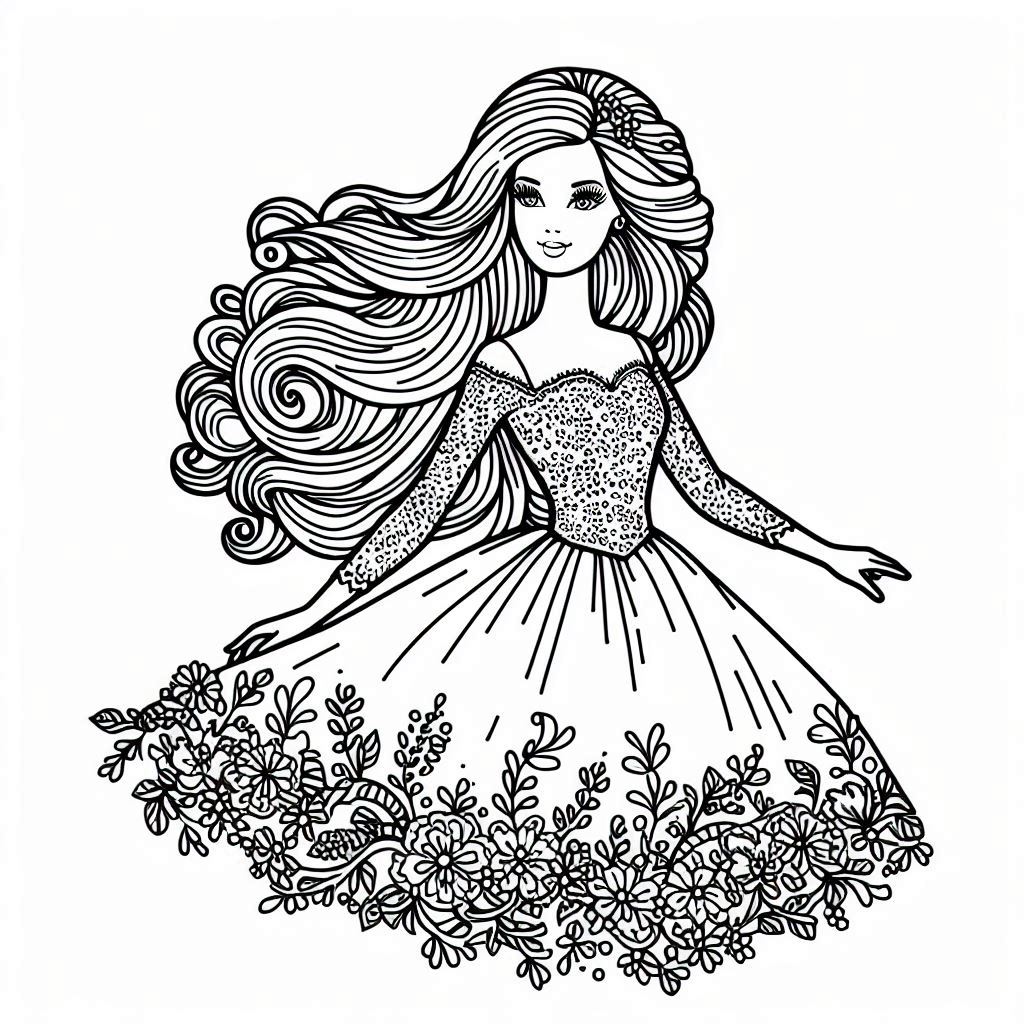 Desenho para colorir e imprimir Barbie 