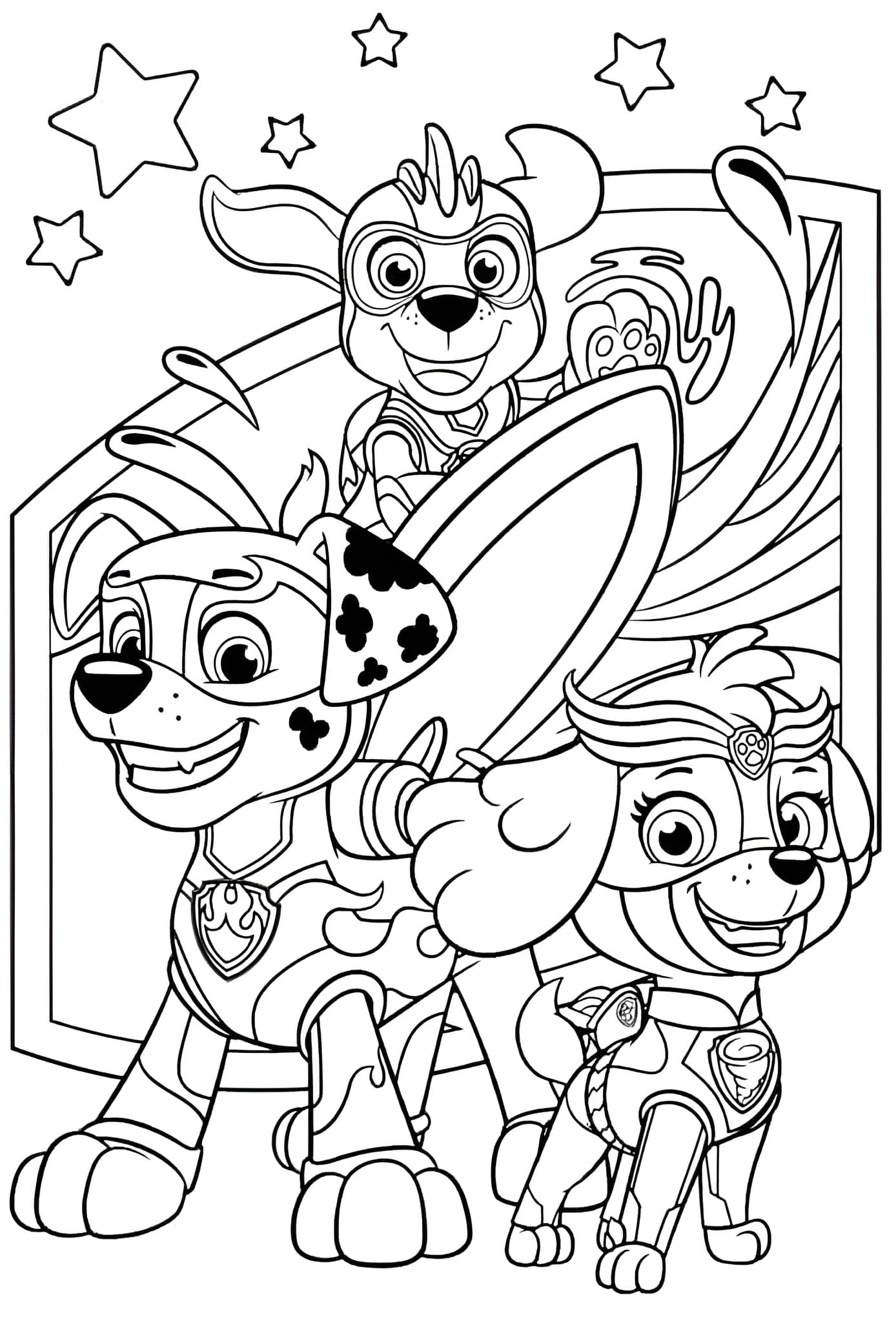 Desenho para colorir e imprimir Patrulha Canina