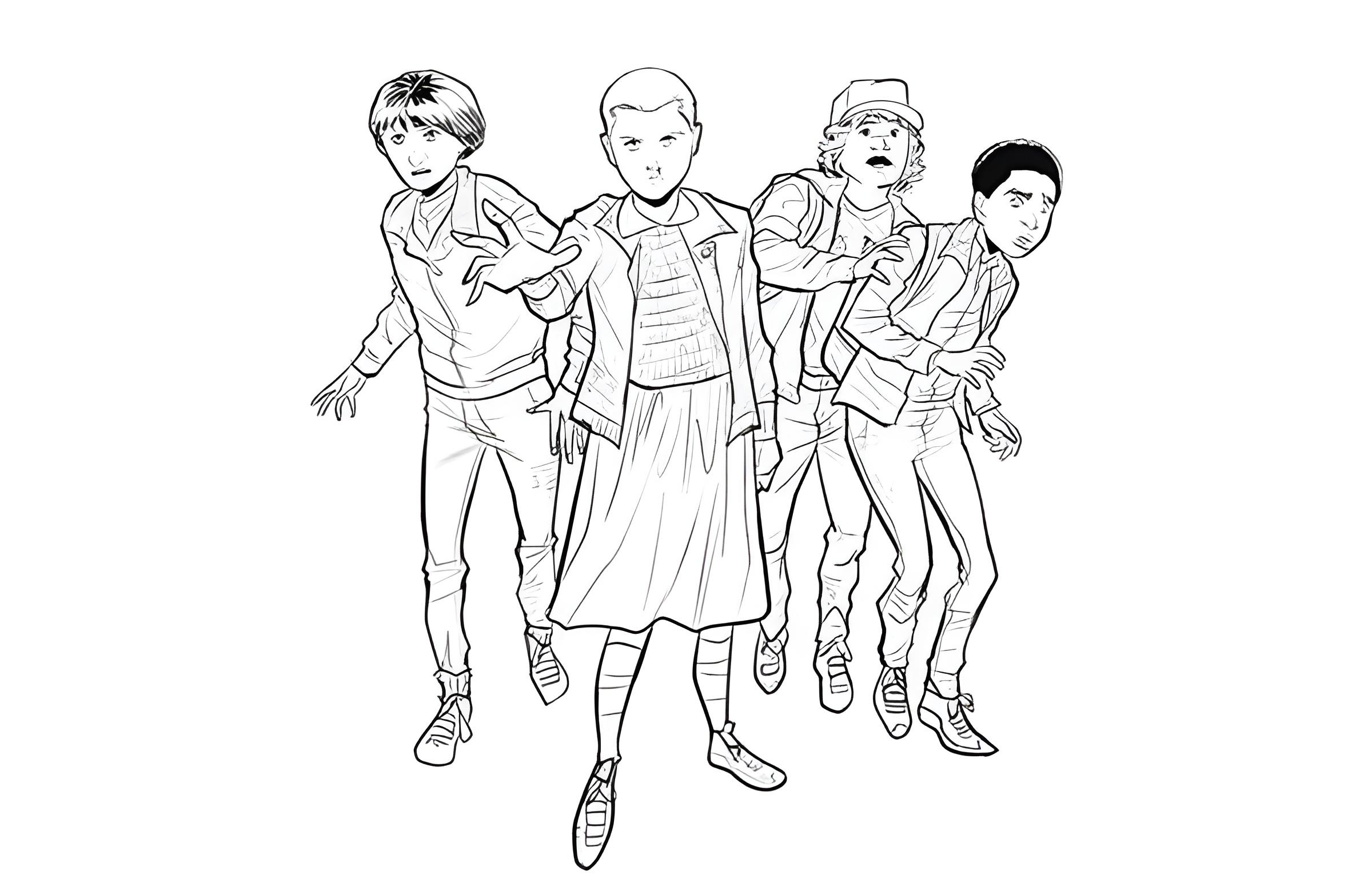 Desenho dos personagens de stranger things para imprimir e colorir