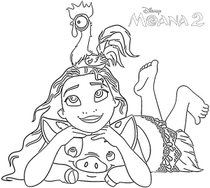 desenho pua heihei moana 2 colorir