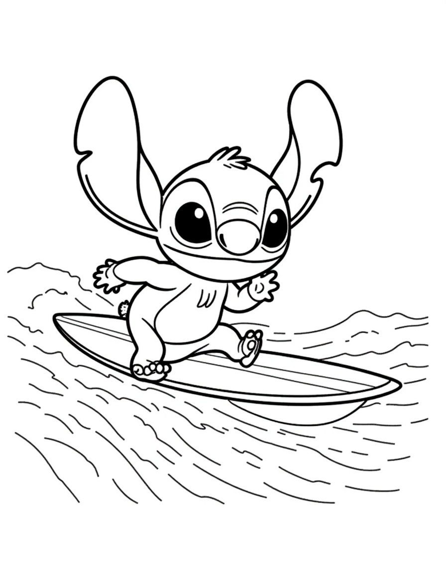 desenho de stitch surf para imprimir