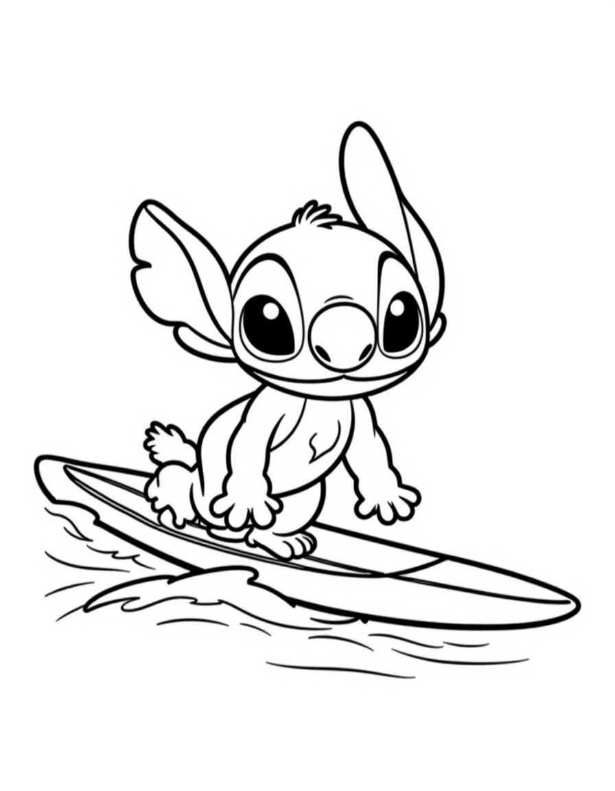 desenho do stitch surf para colorir