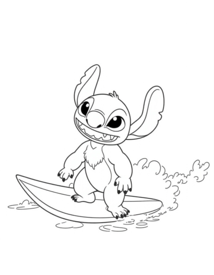 desenho do stitch surfando para colorir