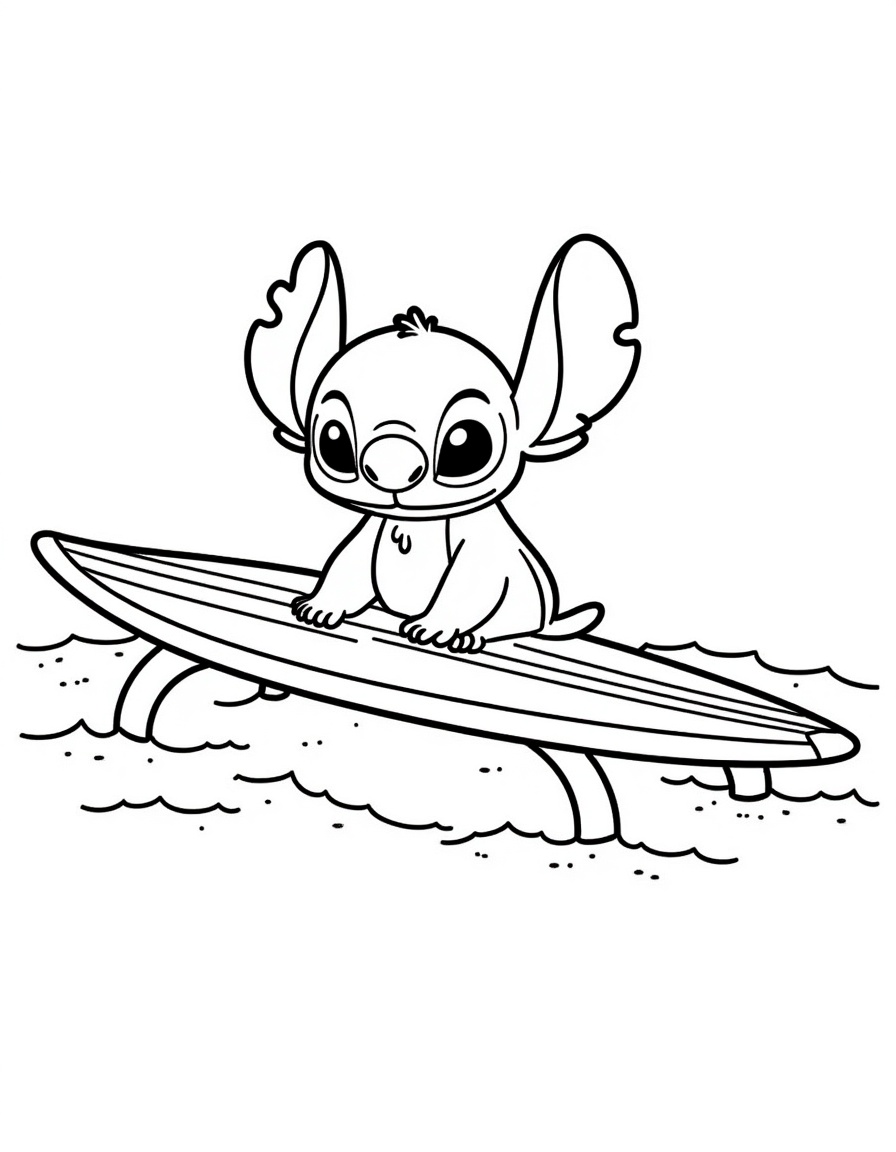 desenho stitch surf para colorir