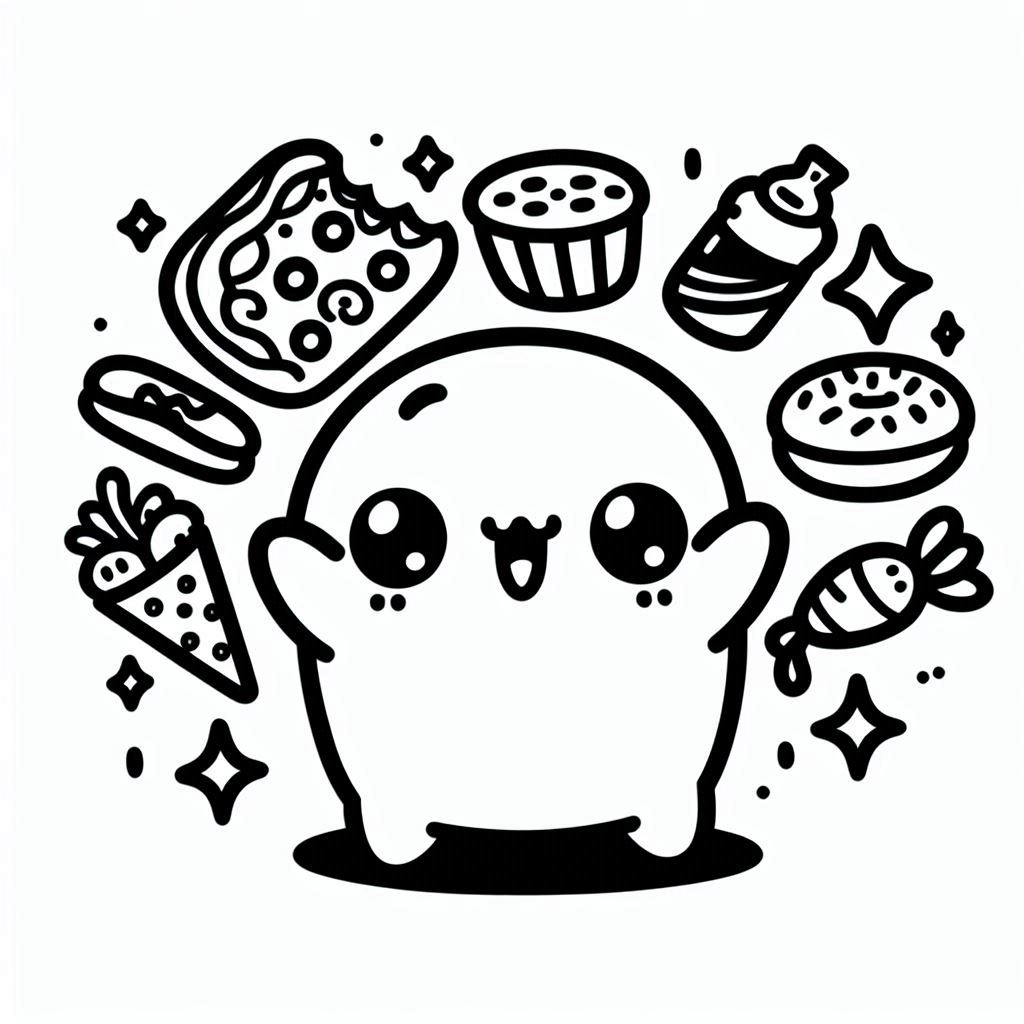 Desenho para colorir Comida Kawaii