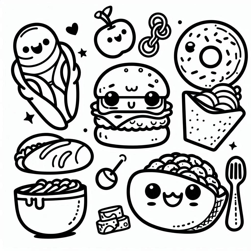 Desenho para colorir Comida Kawaii