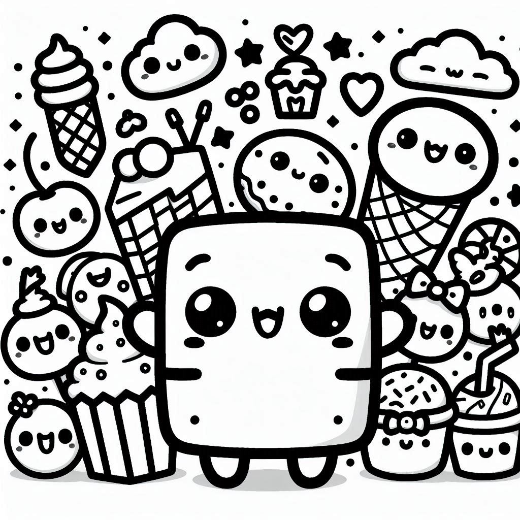 Desenho para colorir Comida Kawaii