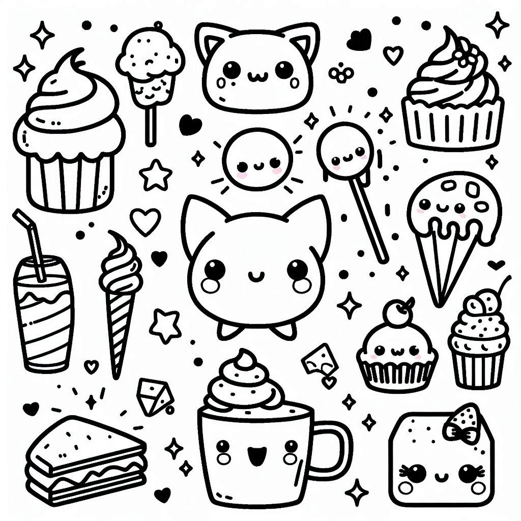 Desenho para colorir Comida Kawaii