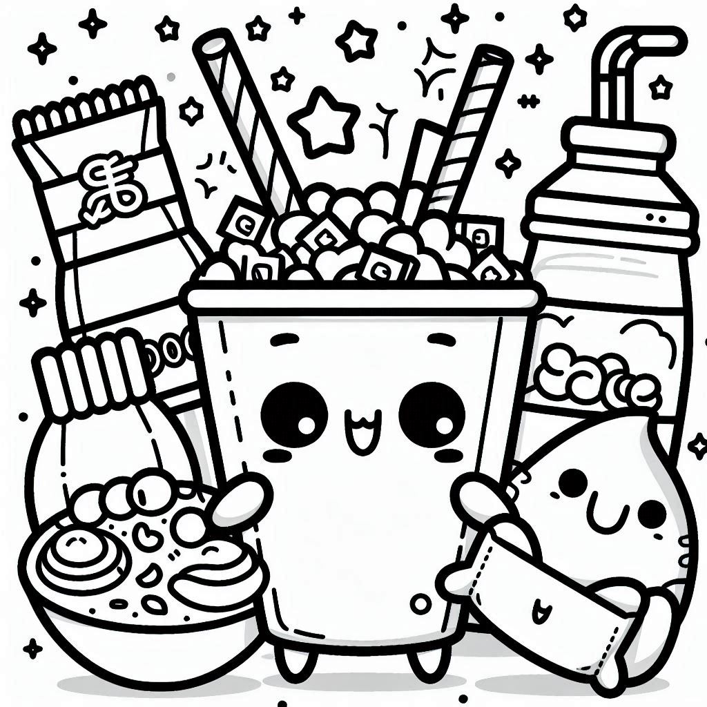 Desenho para colorir Comida Kawaii