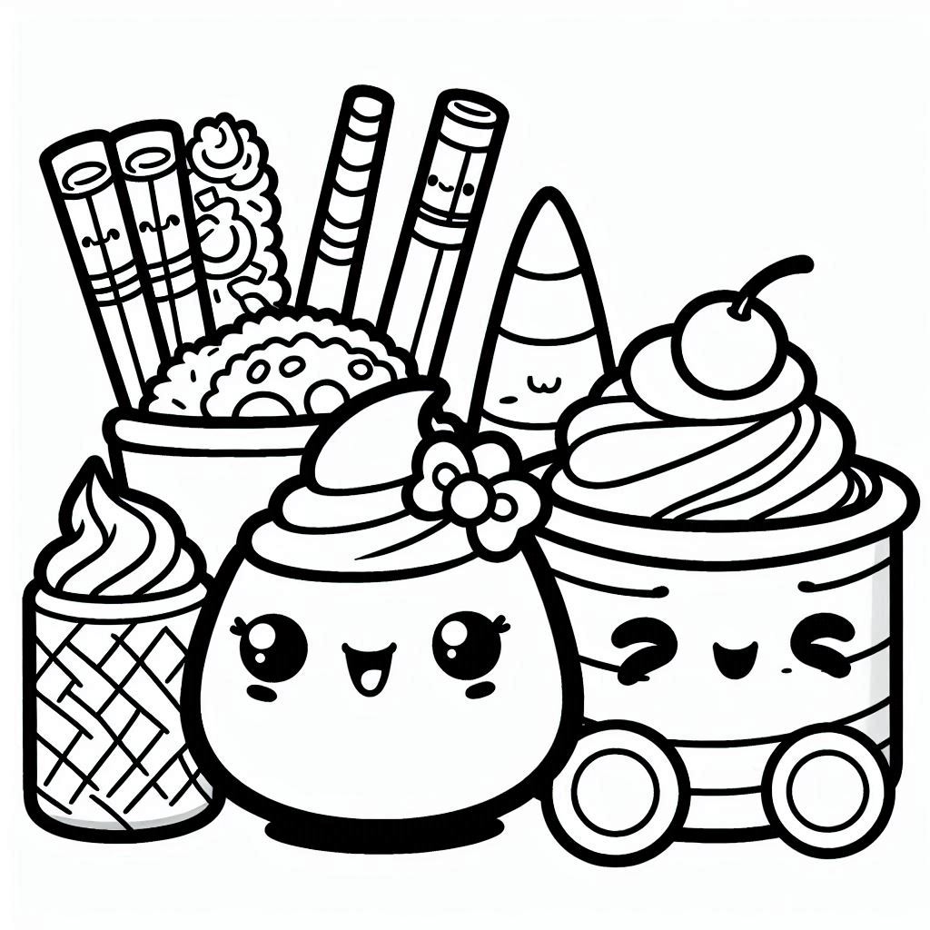 Desenho para colorir Comida Kawaii