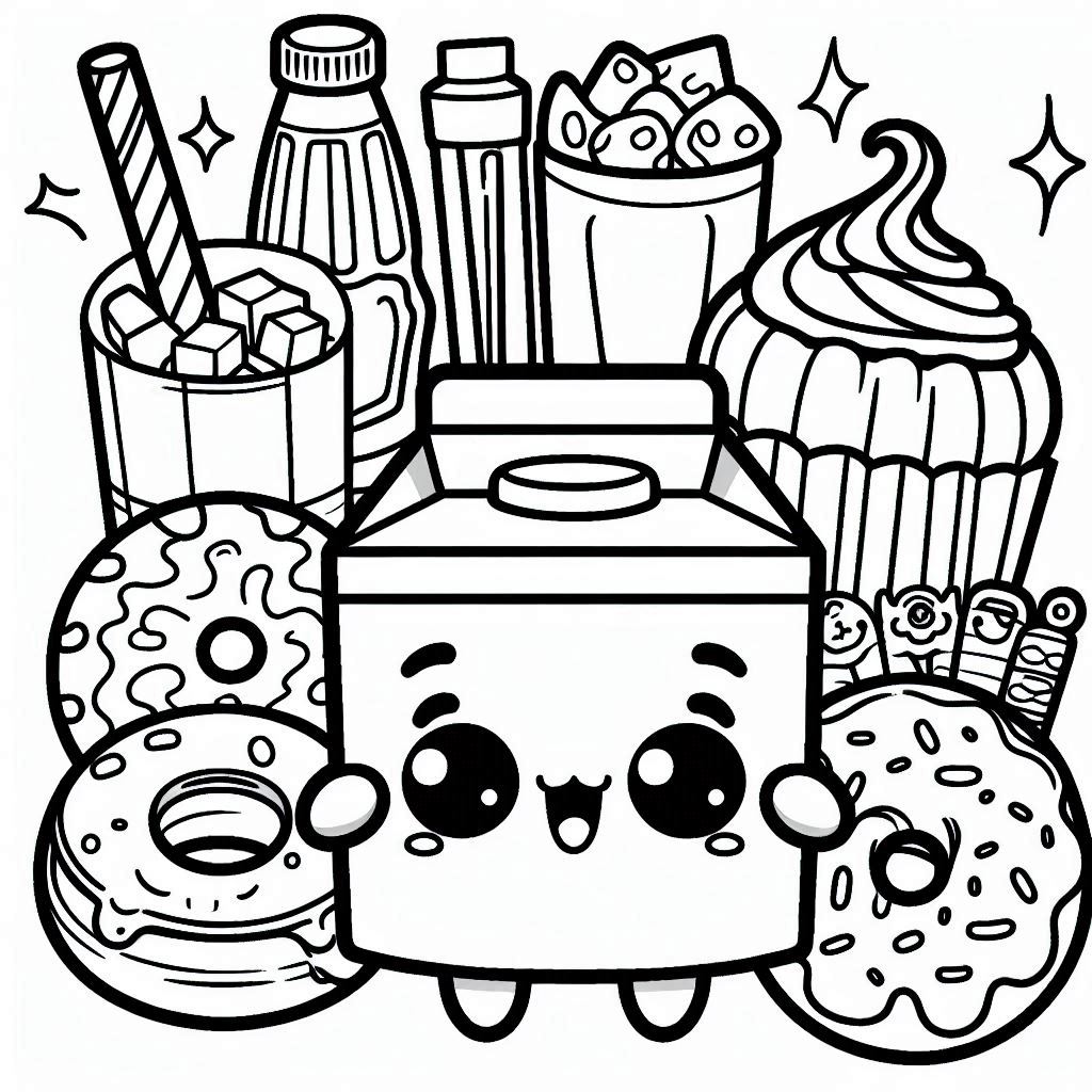 Desenho para colorir Comida Kawaii