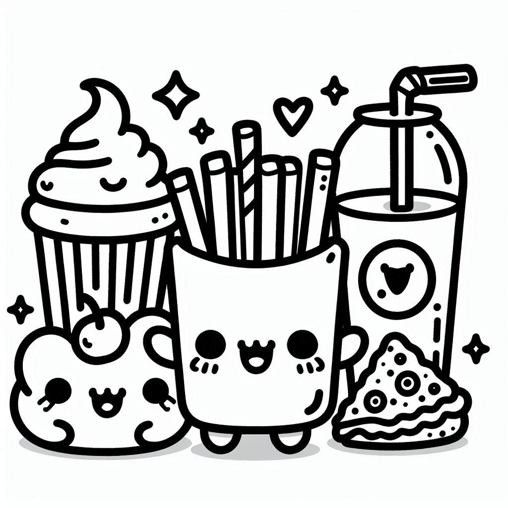 Desenho para colorir Comida Kawaii