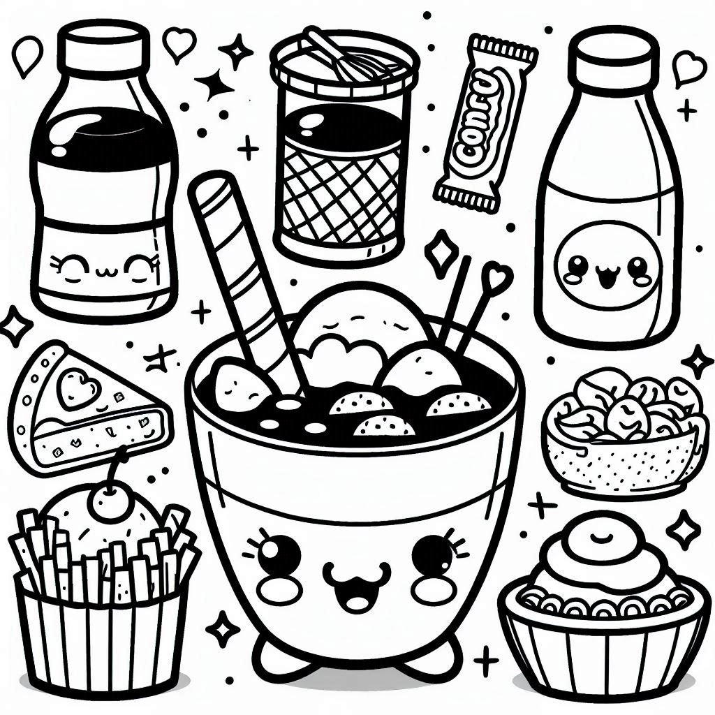 Desenho para colorir Comida Kawaii