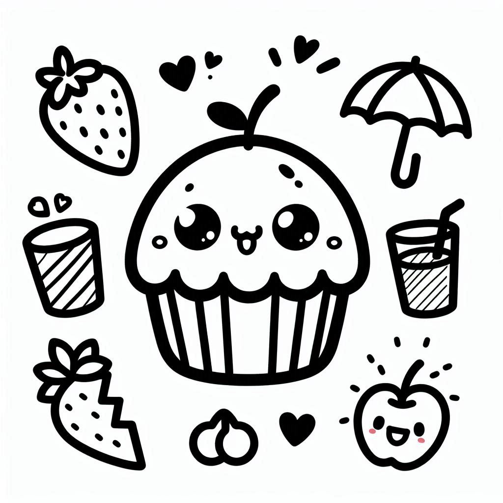 Desenho para colorir Comida Kawaii