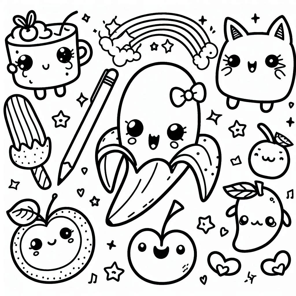 Desenho para colorir Comida Kawaii